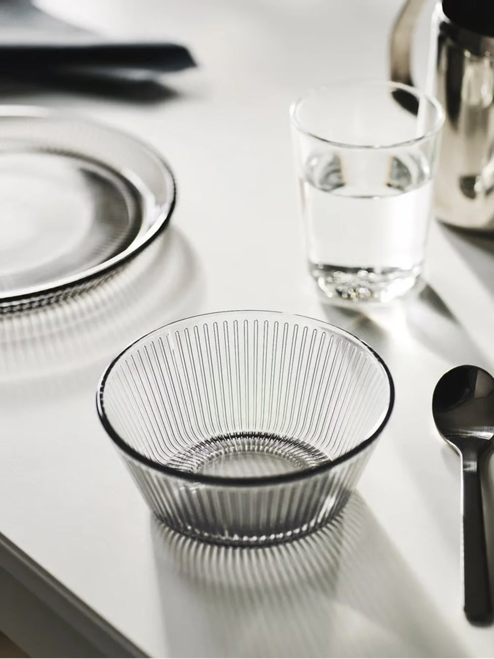 Gray Stripe Glass Bowls - Set of 4